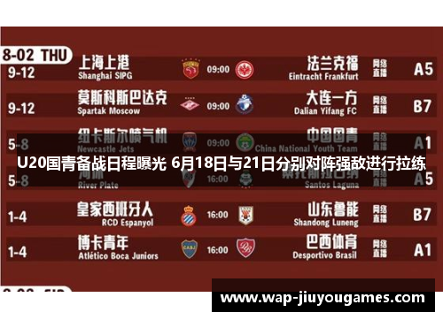 U20国青备战日程曝光 6月18日与21日分别对阵强敌进行拉练